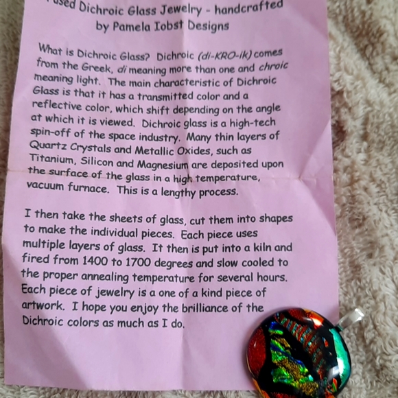 Artisan dichroic glass and silver slide pendant - Picture 3 of 4